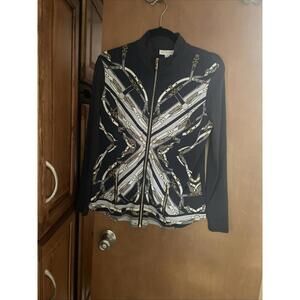 Charter Club Size PM Classic Light weight Jacket Top Navy Blue White & Gold